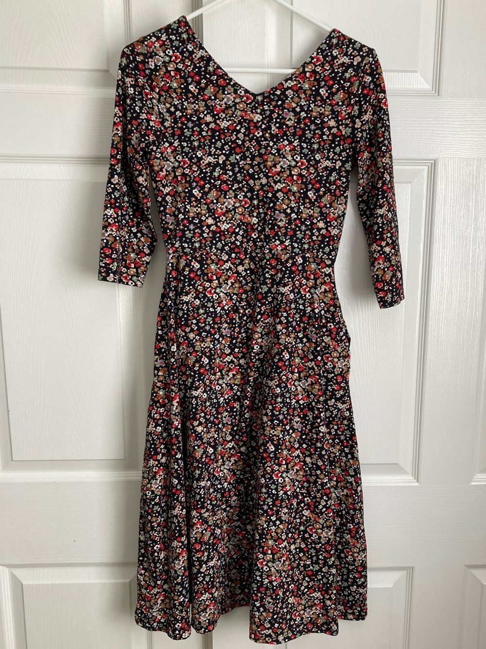 Pact Organic Women's Pixel Floral Fit & Flare Midi Party Dress Size Small - Picture 3 of 7